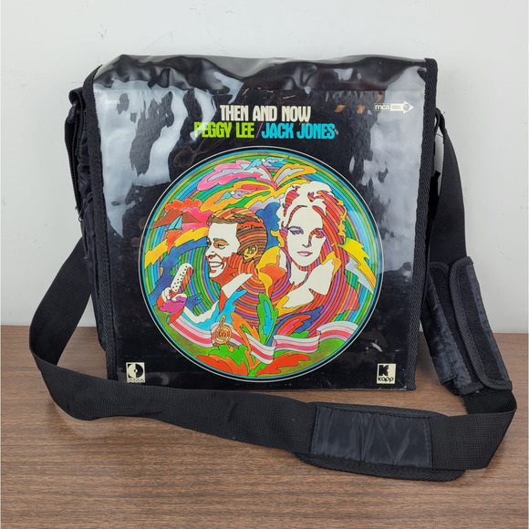 Vintage Y2K Club Kid Rave VINYL VISIONS Record Collector Messenger Bag Purse - Picture 1 of 11